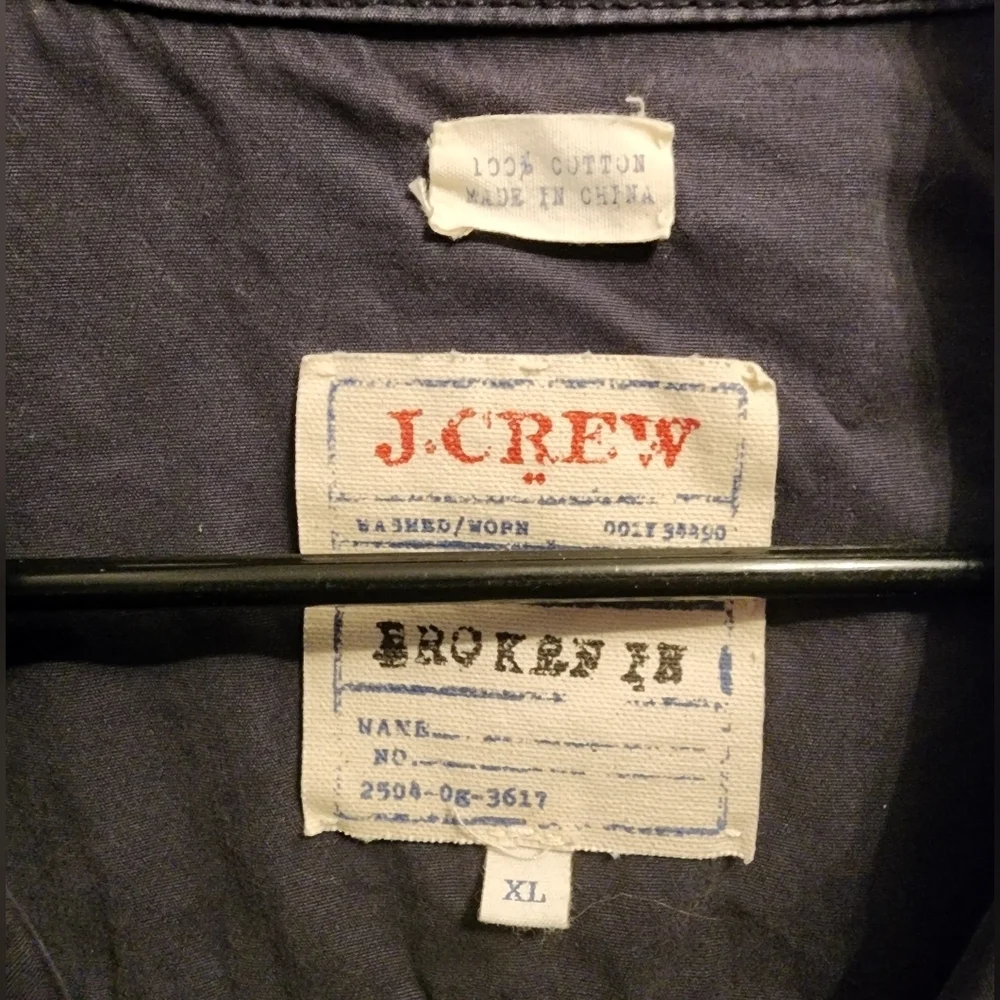 J. Crew Men's Washed Worn Authentic Vintage Style Broken In Jacket Size XL Blue